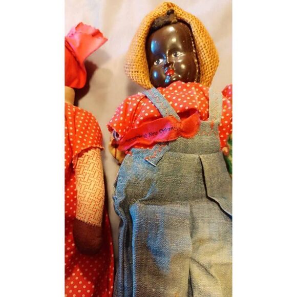 Vintage souvenirs of New Orleans black dolls 12-in tall hand-painted in fair con - Picture 2 of 6